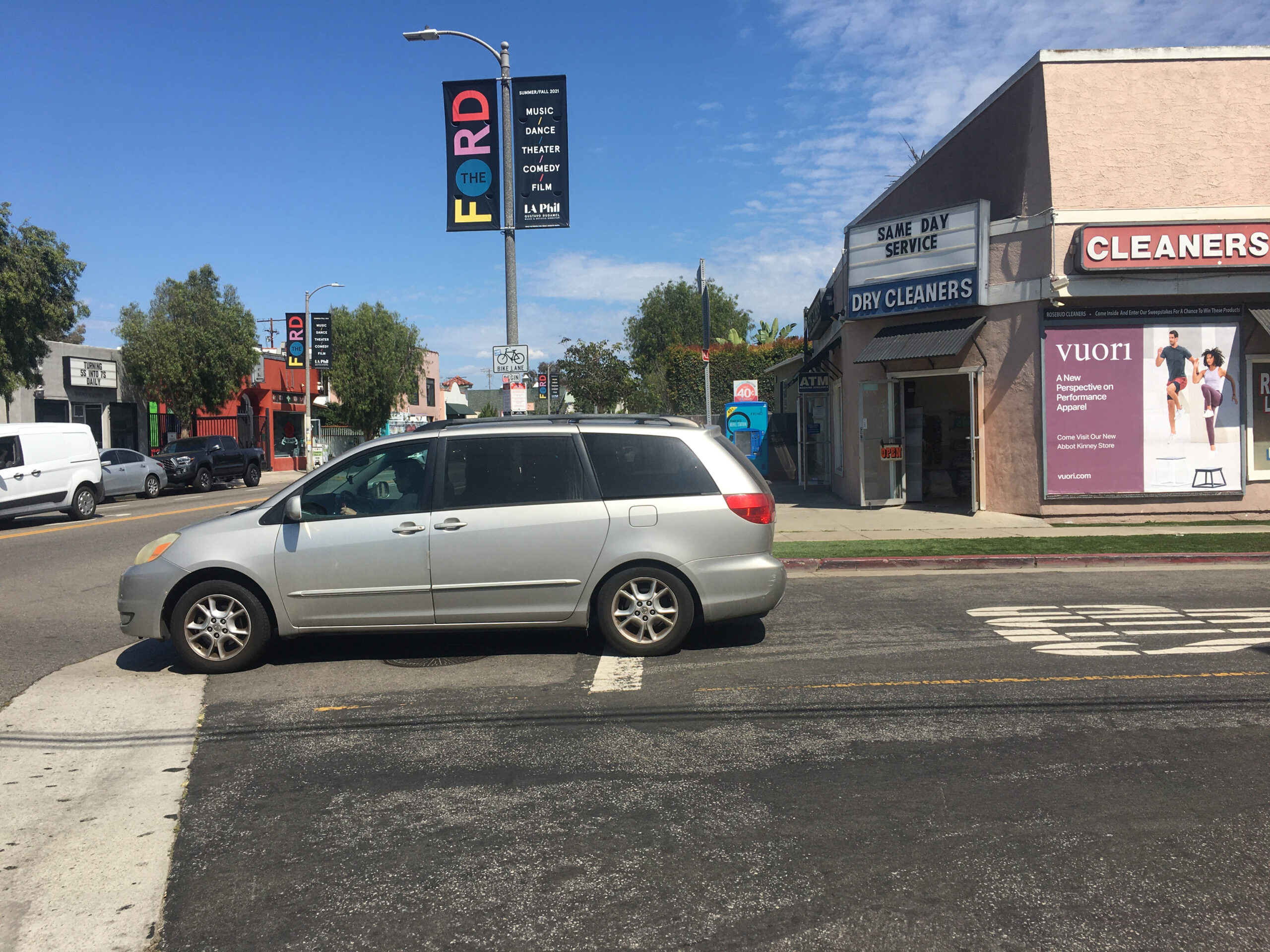 Van at Intersection of Rose & 4th Venice Beach Vuori Street Level Billboard