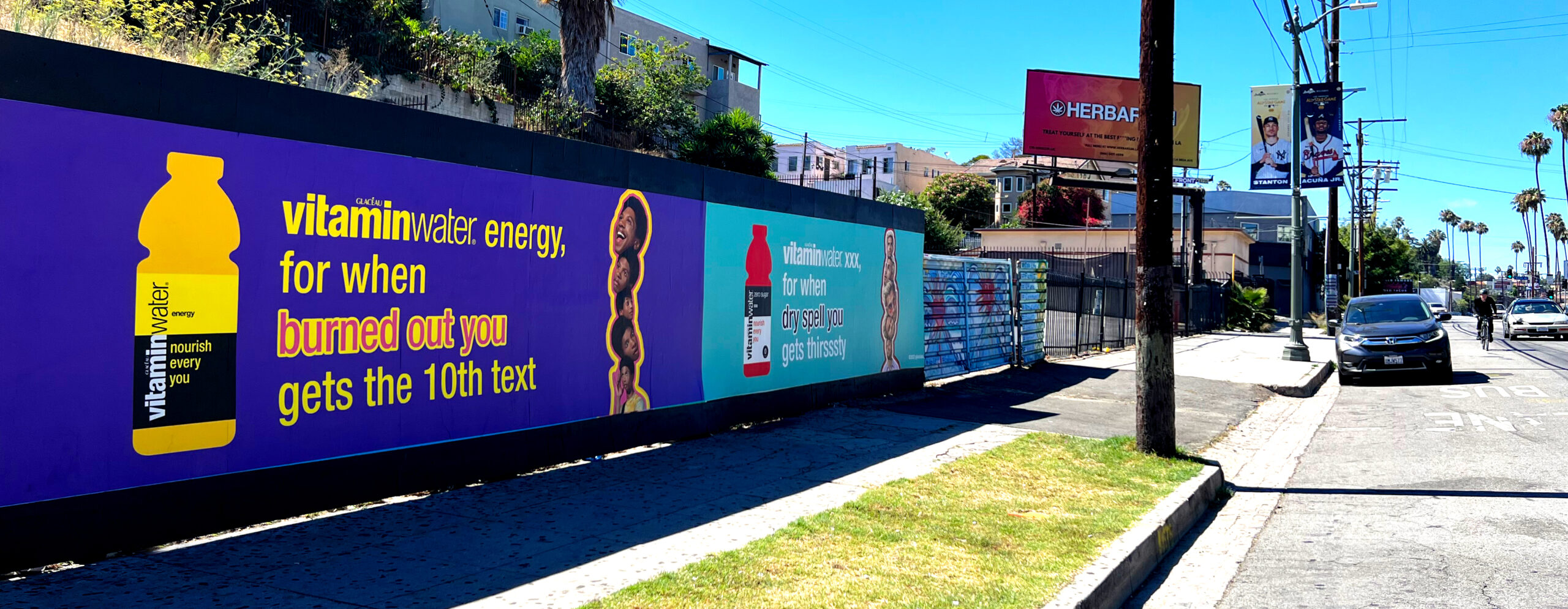 Vitaminwater Street-Level Billboard Wild Posting LA Sunset Blvd & White Knoll Dr