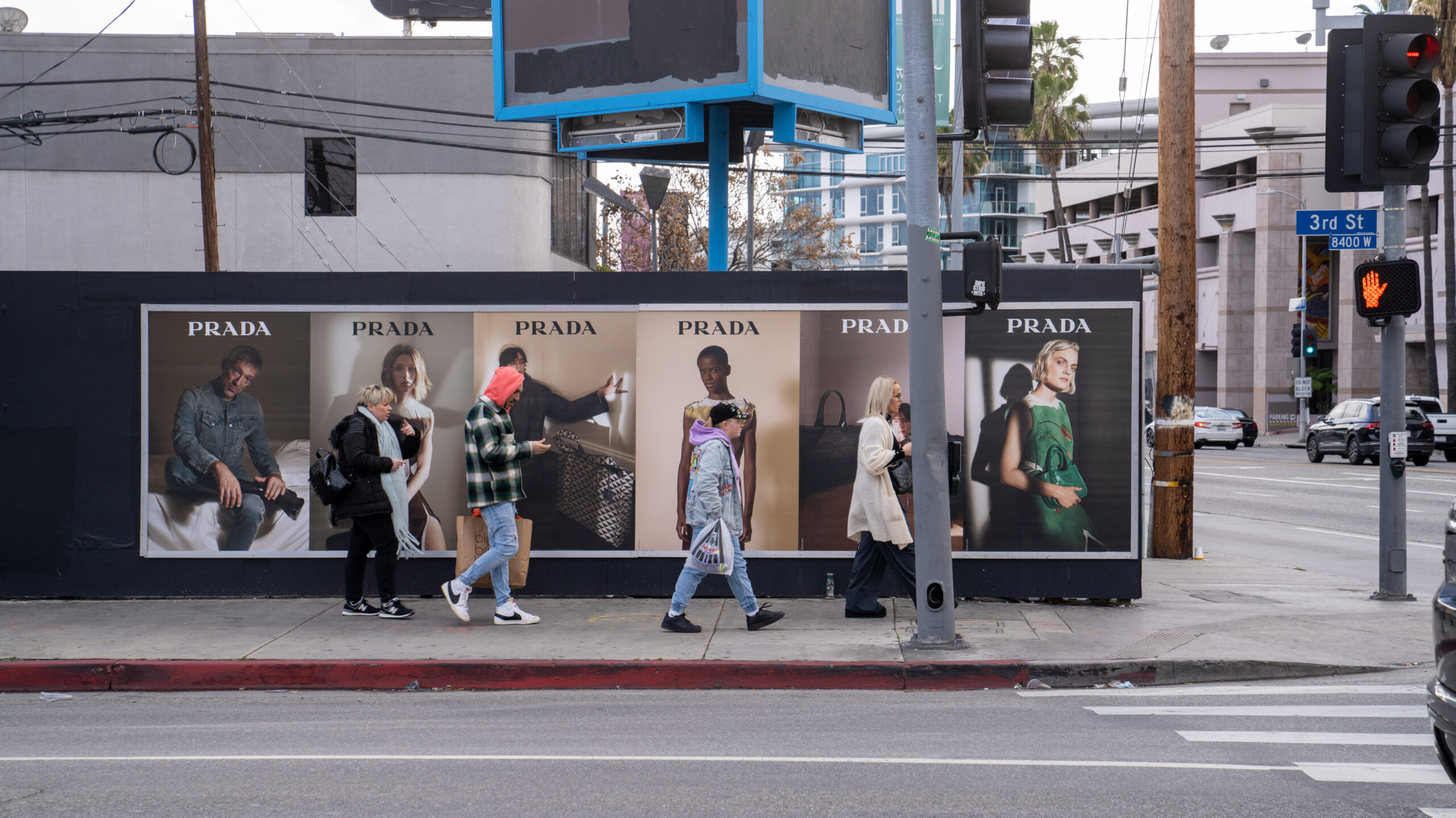 Prada OOH Advertising Barricade Wild Posting La Cienega Blvd and W 3rd St