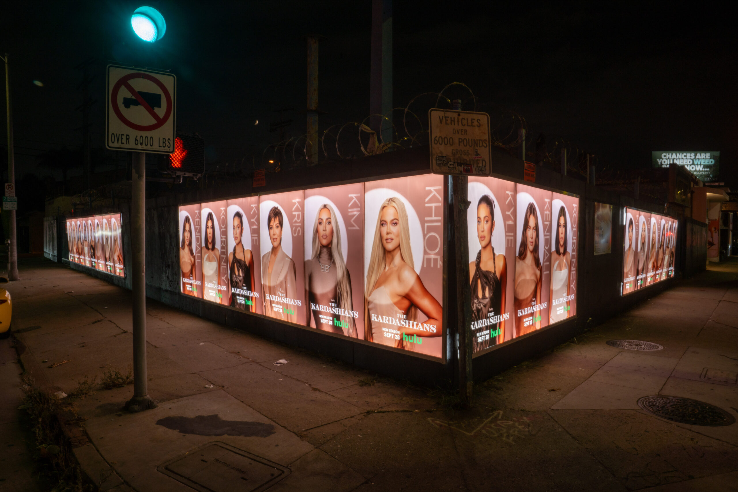 Kardashians Illumicade Ad W 3rd St and S Edinburgh Ave Beverly Grove LA Night Time