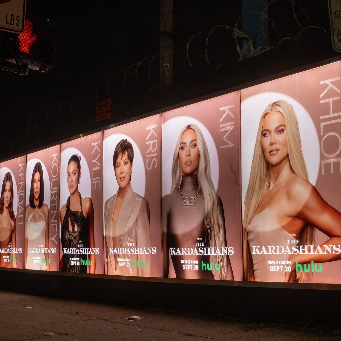 Kardashians Illumicade Barricade Ad Close Up Los Angeles Night Time