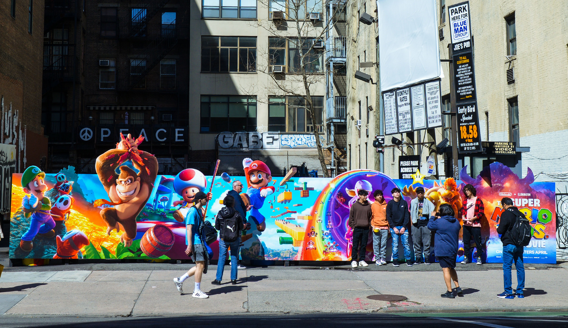 Super Mario Bros. Movie Barricade Mural Hero Image NYC Street-Level Advertising