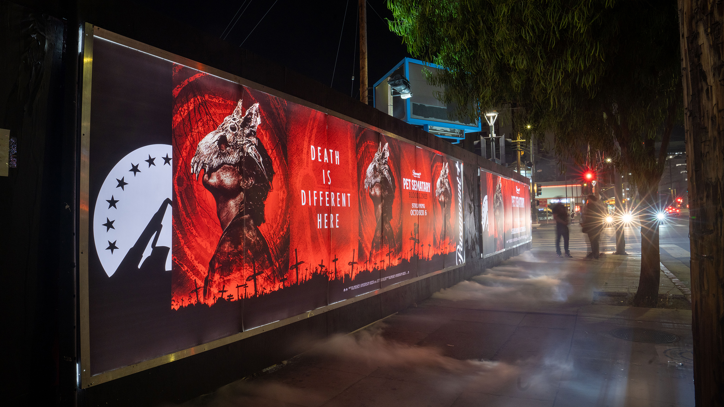 Paramount+ Pet Sematary Bloodlines Illumicades™ LA OOH Advertising La Cienega Blvd and West 3rd Street Closeup
