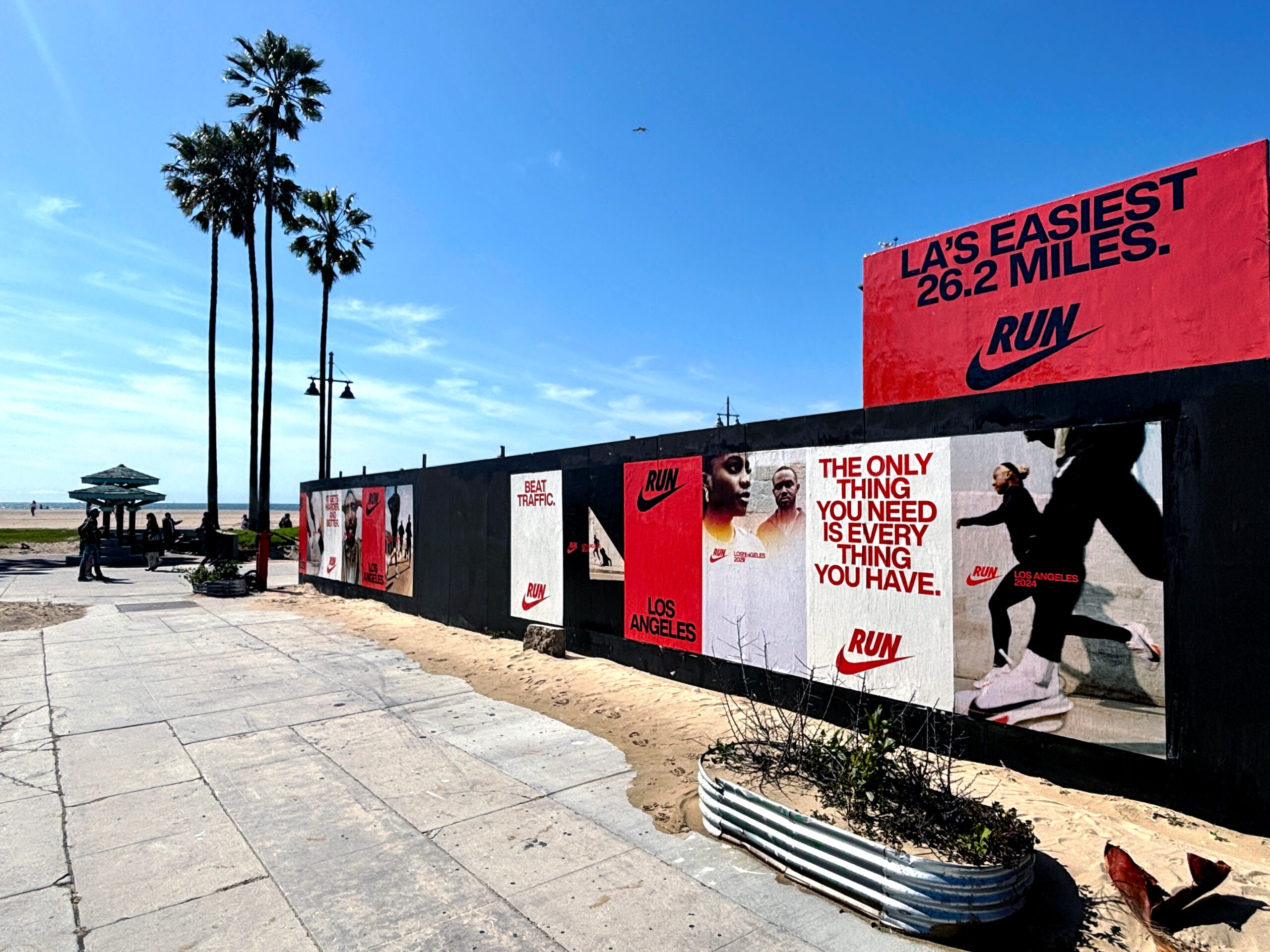 Nike LA Marathon Venice Beach Barricade Wild Posting Wallscape Ocean Front Walk and Park Ave