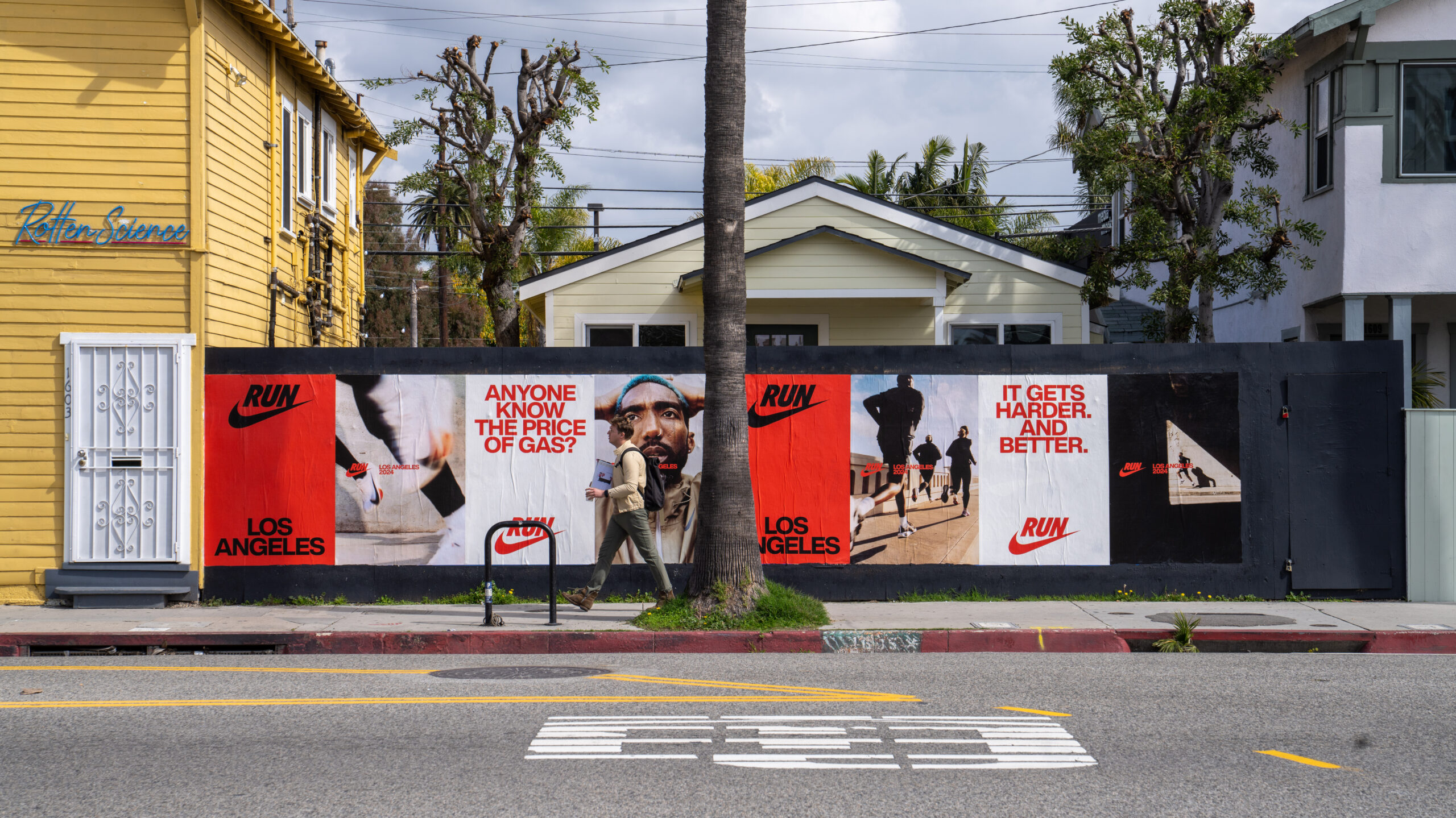 Nike LA Marathon Barricade Wild Posting Abbot Kinney Blvd and Palms Blvd Front View