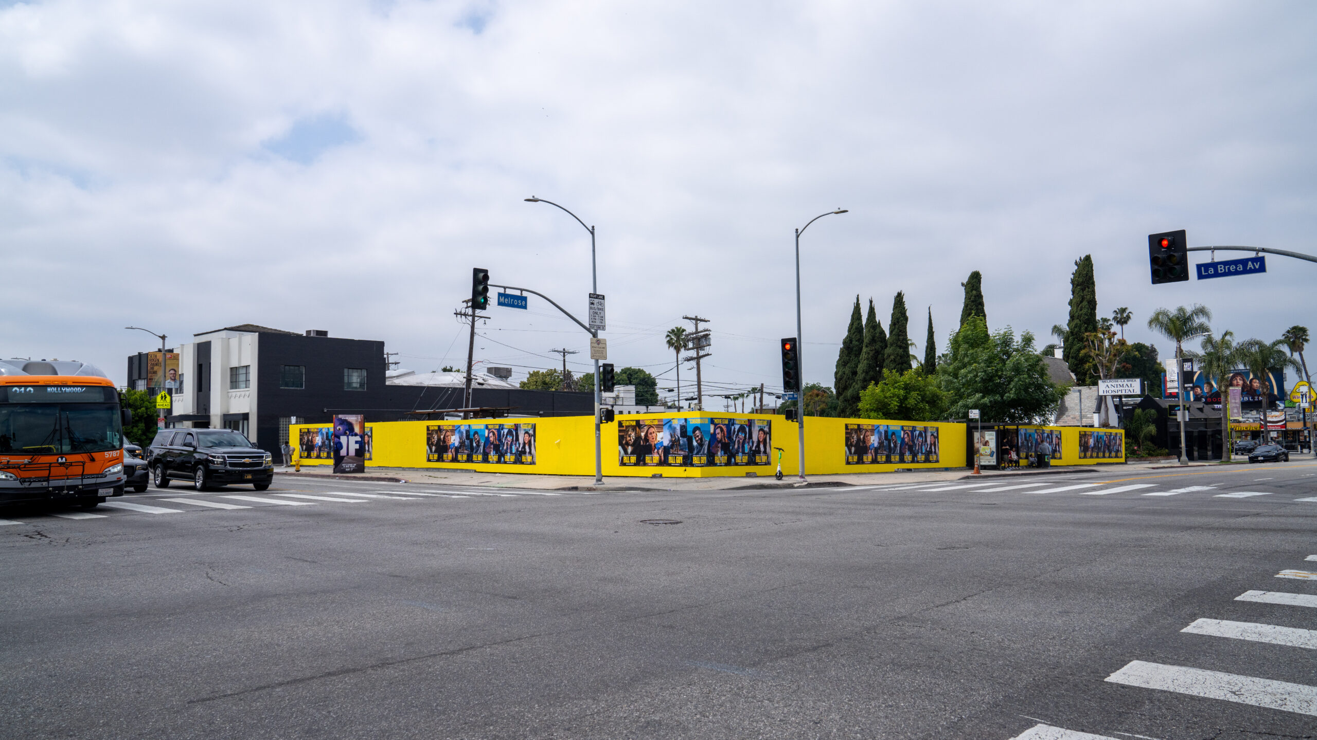 The Fall Guy Corner Painted Barricades LA Melrose Ave and N La Brea Ave