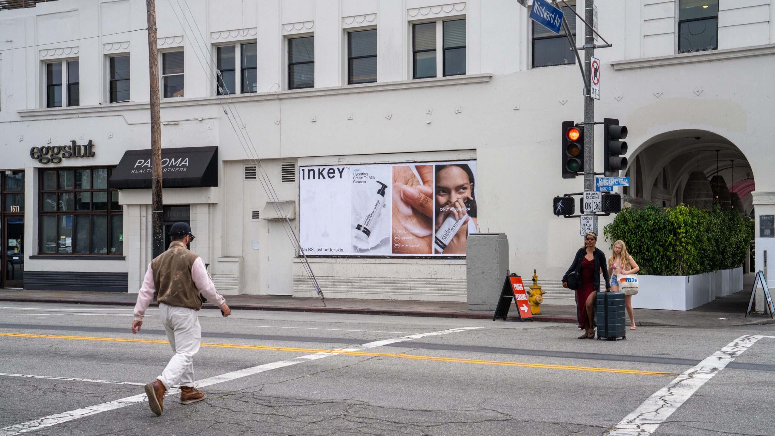 The INKEY List Street-Level Billboard LA Wild Posting OOH Advertising Pacific Ave & Windward Ct