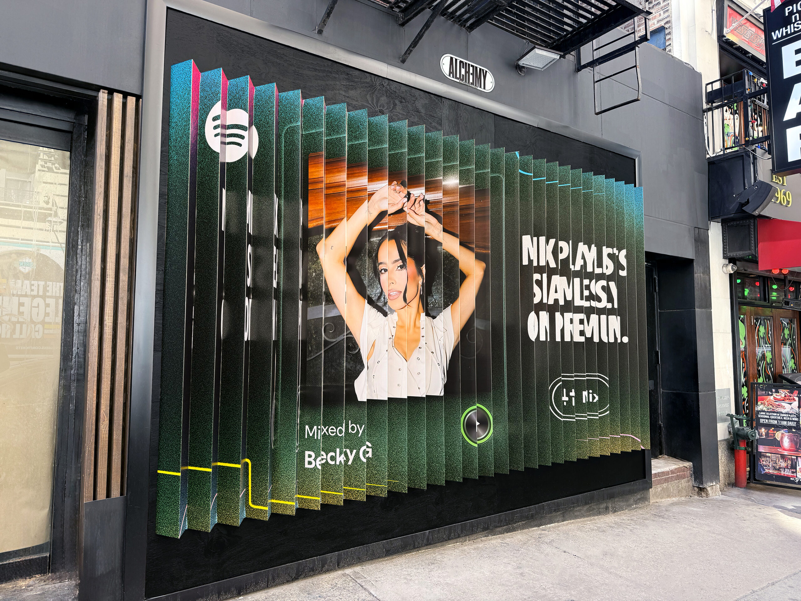 Spotify Transitions Becky G Lenticular Ads NY OOH Advertising 7th Ave & W 36th St