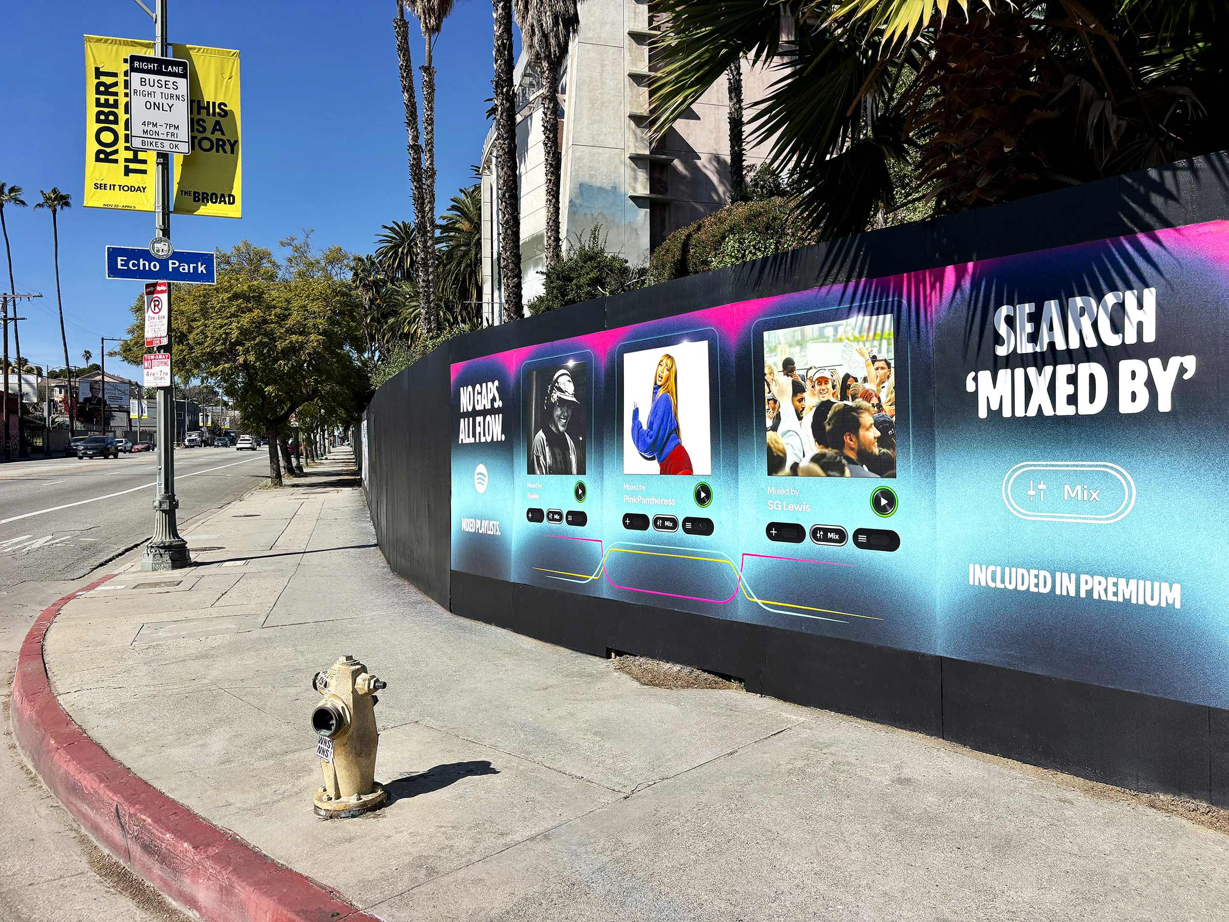 Spotify Transitions LA Wild Posting OOH Advertising Sunset Blvd btwn White Knoll Dr and N Beaudry