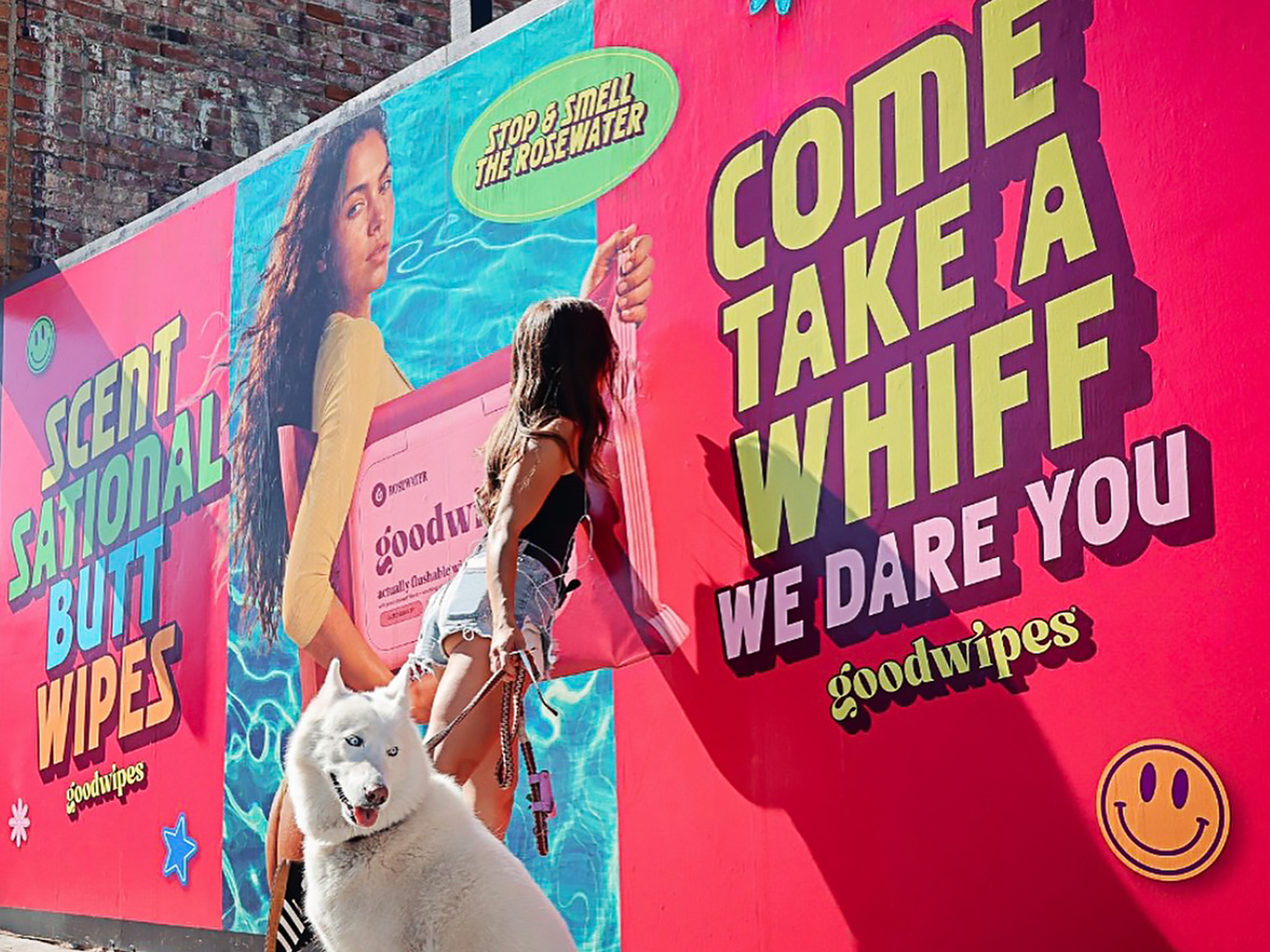 Good Wipes Pink Street-Level Billboard LA Experiential Advertising Close Up Abbot Kinney and Santa Clara Ave